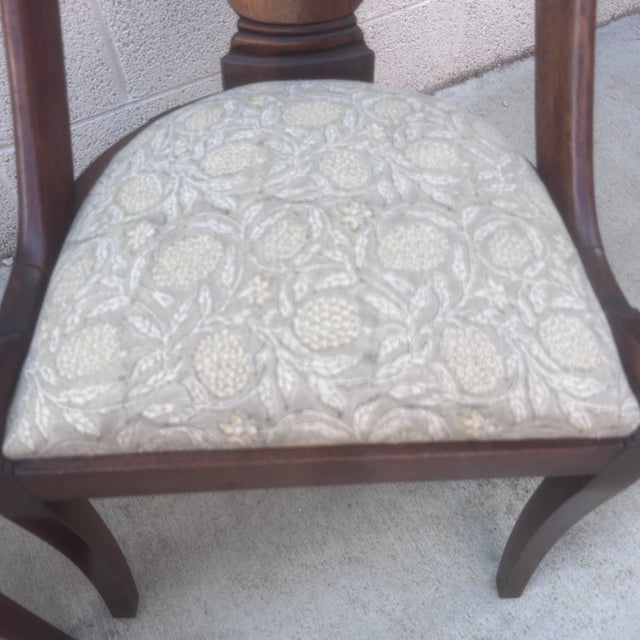 Late 19th Century French Empire Style Chairs With Floral Block Print Linen Upholstered Seat - A Pair For Sale - Image 10 of 12