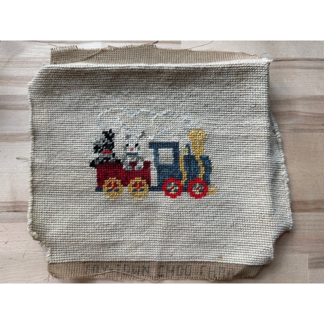 Vintage Needlepoint "Toy -Town Choo Choo", Toy Train For Sale - Image 4 of 6
