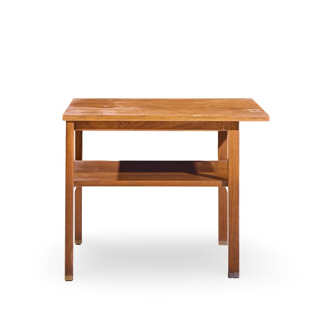 Mid 20th Century Edward Wormley for Dunbar Mid Century Walnut and Brass Side End Tables - Pair For Sale - Image 5 of 12