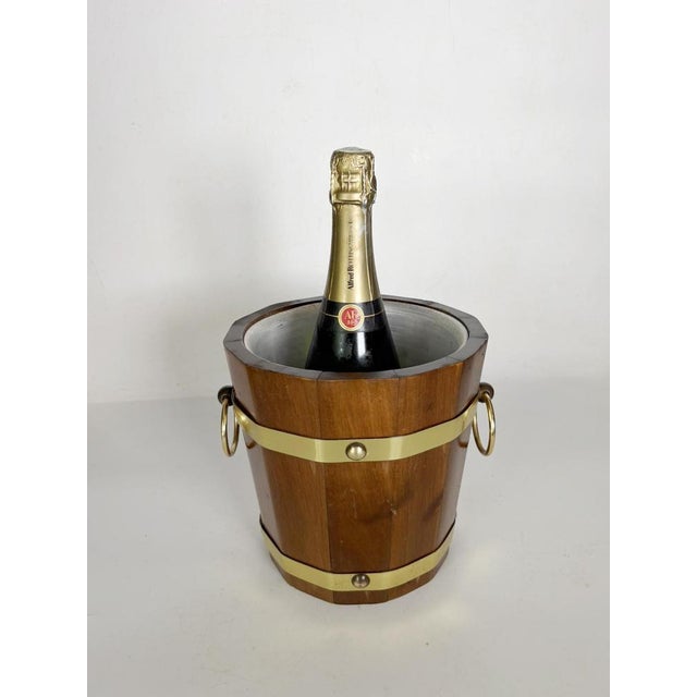Wooden and Brass Ice Bucket, France, 1970s For Sale - Image 4 of 14