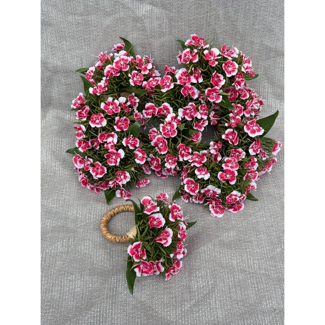 Pink White Flower Napkin Rings Set of 10 For Sale - Image 11 of 12