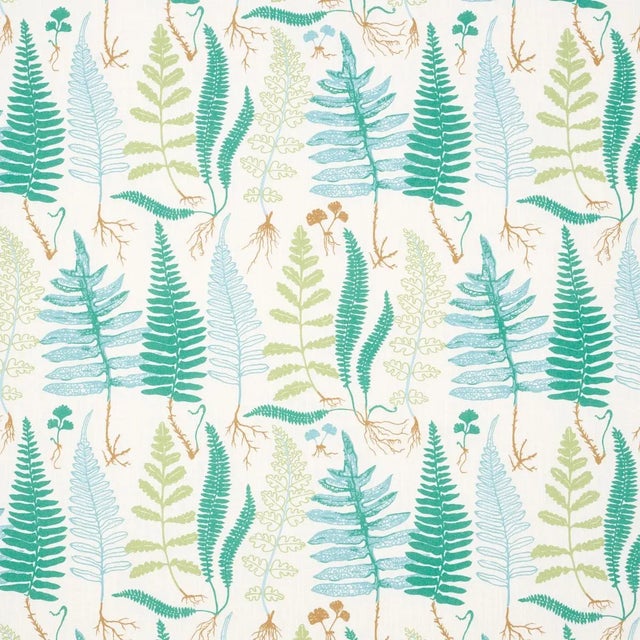 Sample - Schumacher Halcott Indoor/Outdoor Fabric in Aqua For Sale