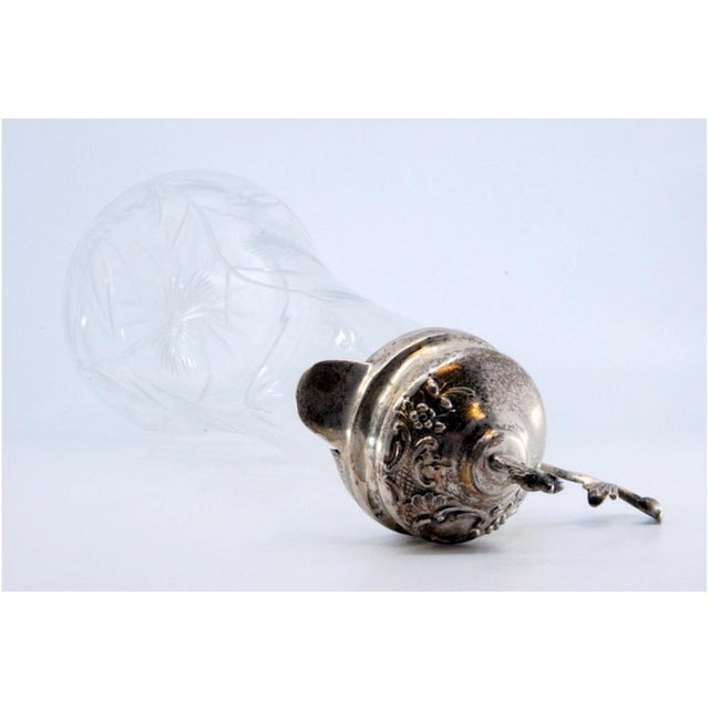 Glass Jug with Animal on the Handle, Silver Lid and Glass Handle For Sale - Image 4 of 9