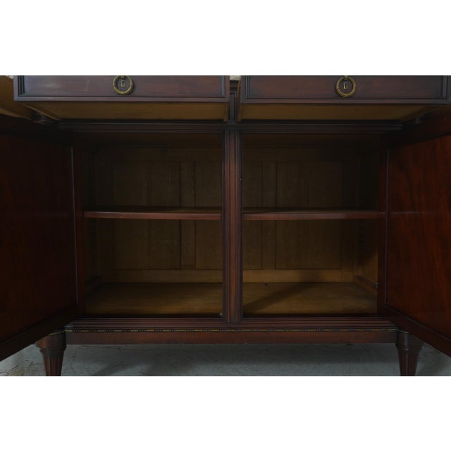 Antique French Louis XVI Marble Top Inlaid Mahogany Sideboard For Sale - Image 4 of 18