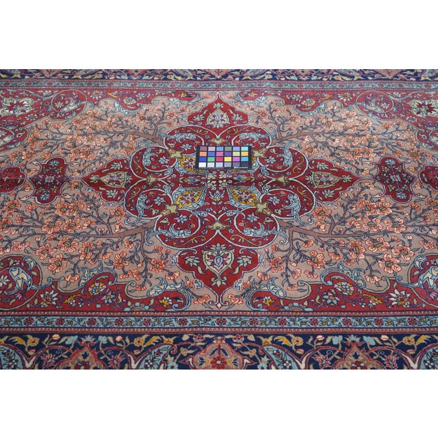 Red Extremely Fine Antique Persian Tehran Wool Rug 4'7'' X 6'8'' For Sale - Image 8 of 10