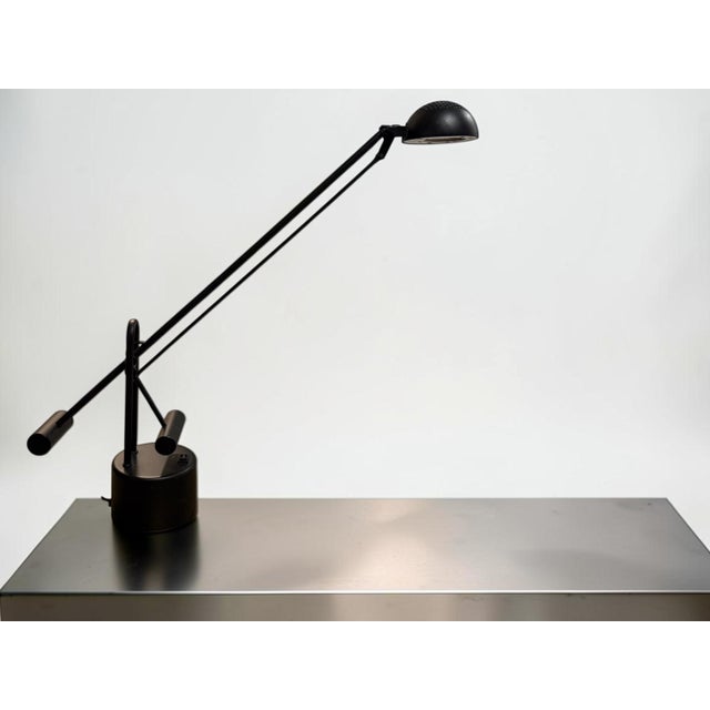Vintage Black Counterbalance Adjustable Halogen Desk Lamp – Postmodern Industrial For Sale - Image 4 of 12