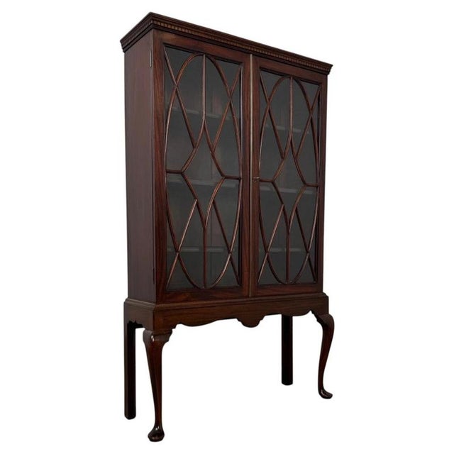 Antique Early 20th Century English Mahogany Glazed Display Cabinet For Sale - Image 6 of 12