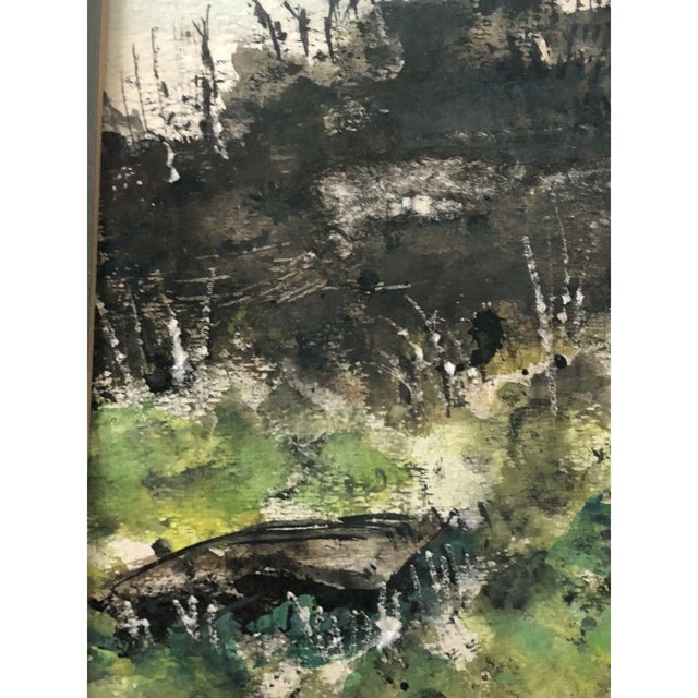 1960s Vintage Landscape Painting, Evergreens, Framed For Sale - Image 9 of 11