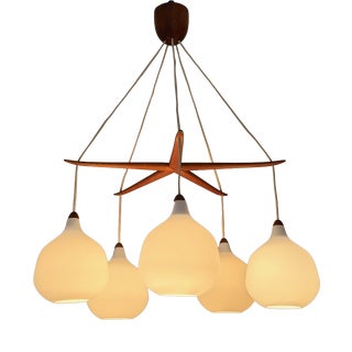 Model 511 Starfish Chandelier by Uno and Östen Kristiansson for Luxus Vittsjö, 1960s For Sale