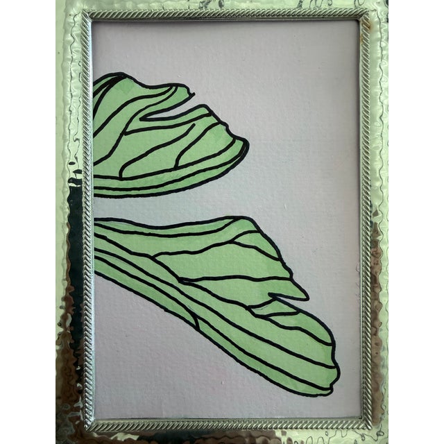 Silver Plated Francesca Moretti Silverstar International Frame + Abstract Painting by Jette Moore For Sale - Image 6 of 12