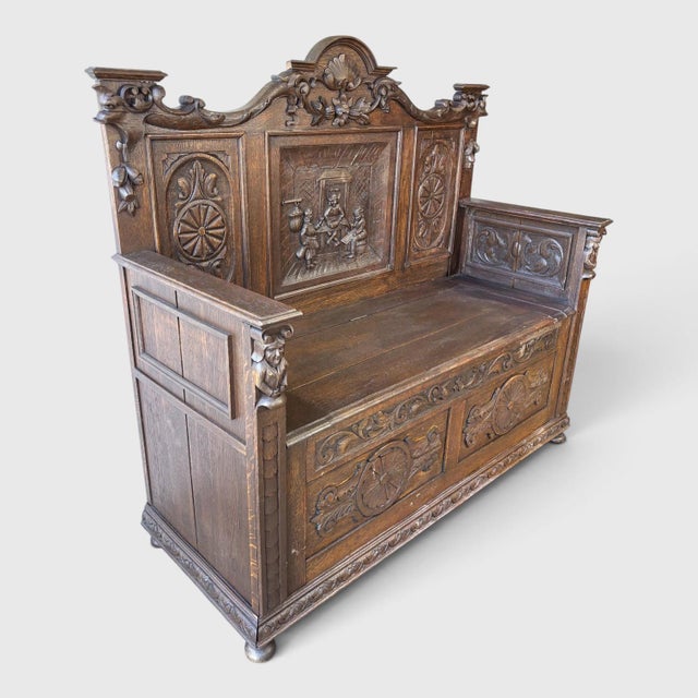 Gothic Medieval Style Bench For Sale - Image 3 of 5