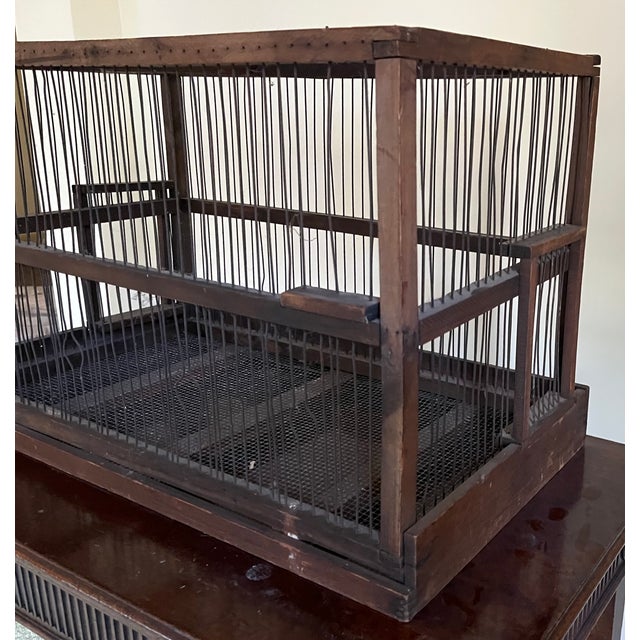 Large Antique Early 20th Century French Wood and Wire Turreted Bird Cage For Sale - Image 17 of 18