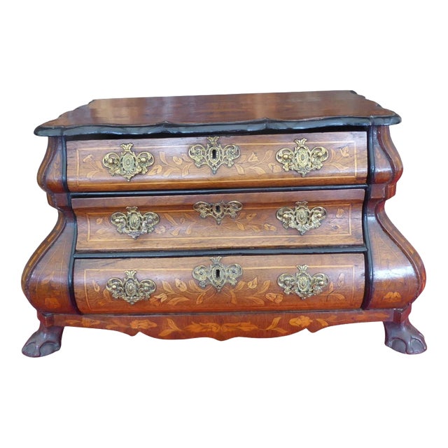 Antique Dutch Floral Marquetry Tabletop Chest, 1820 For Sale