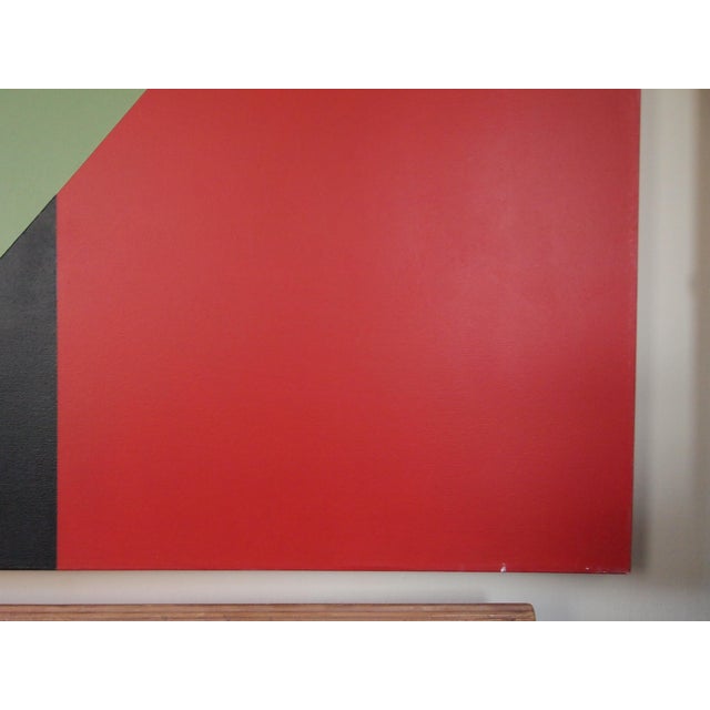 Wood 1990s Original Murry Handler Hard-Edge Abstract Painting 60x60" Oil / Canvas, Large-Scale Square, Multicolor Modern Art For Sale - Image 7 of 10