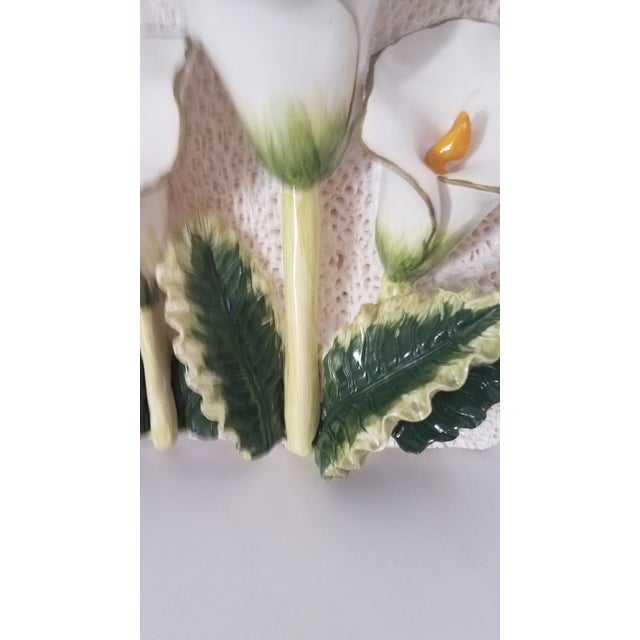 Impressionist "KMC" Ceramic 3 D Calla Lilly Wall Plaque For Sale - Image 3 of 6