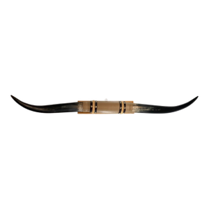 Large Late 20th Century Bull Horn Steer Longhorn Leather Wrapped and Mounted