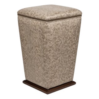 Pair of Lee Industries Bongo Stools - Unique Custom ‘Snakeskin’ Embossed Upholstery For Sale