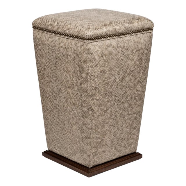 Pair of Lee Industries Bongo Stools - Unique Custom ‘Snakeskin’ Embossed Upholstery For Sale