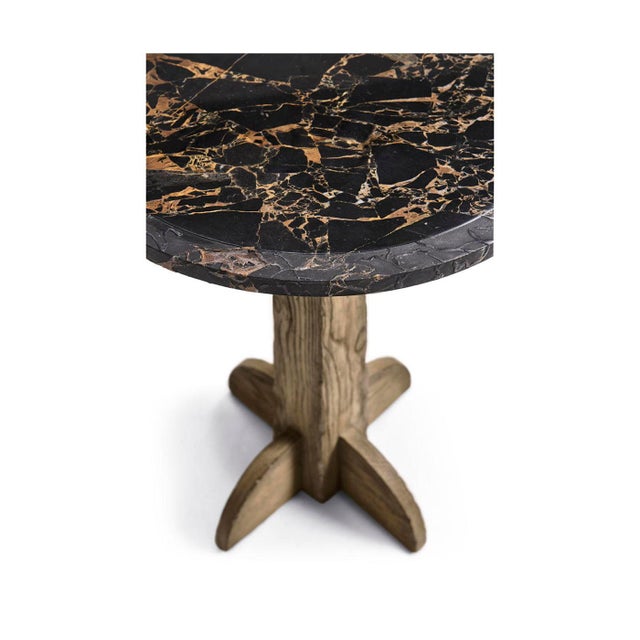 Rustic Modern Marble Pedestal Accent Table For Sale - Image 4 of 10