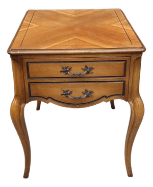 Mid 20th Century Weiman Mid Century Provincial Bookmatched Top Fruitwood Side Table