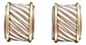 1990s Pair of David Yurman Authentic Estate Earrings 14k Gold + Silver