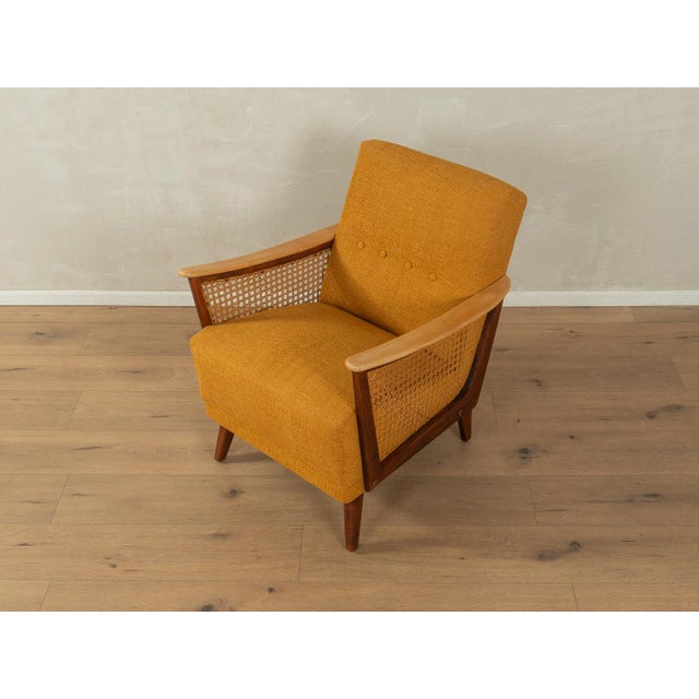 Mid-Century Modern Beech and Rattan Armchair, 1950s For Sale - Image 3 of 8
