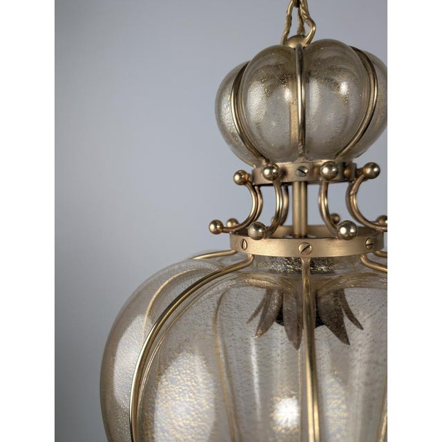 Murano Glass Lantern with Gold Foil and Brass from Barovier & Toso, 1960s For Sale - Image 17 of 18
