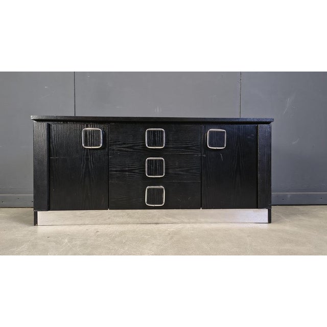 Black Vintage Black Wooden Cabinet, 1970s For Sale - Image 8 of 9