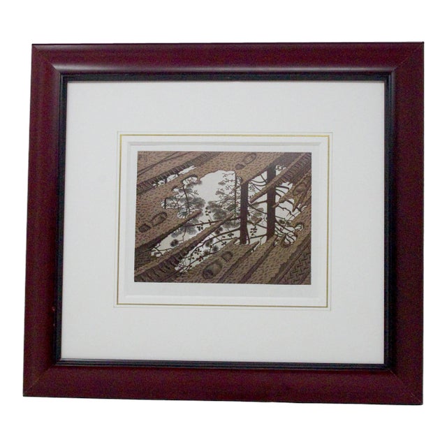 1940s Abstract Forest Lithograph After MC Escher, Framed For Sale