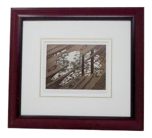 1940s Abstract Forest Lithograph After MC Escher, Framed
