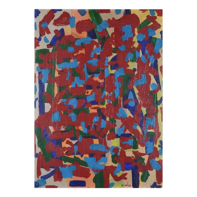 Nejad Devrim, Abstract Composition, 1970s, Oil Painting For Sale
