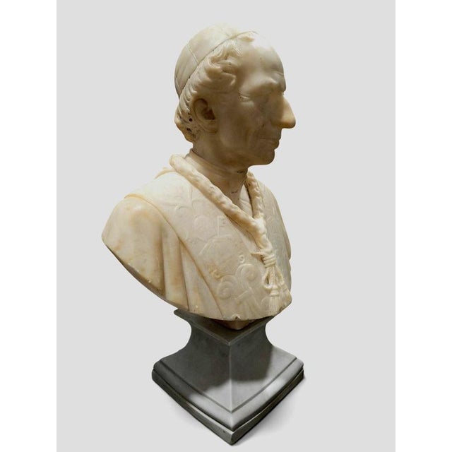An imposing 19th-century sculpted alabaster bust of pope leo xiii (1810–1903), one of the most significant pontiffs of the...