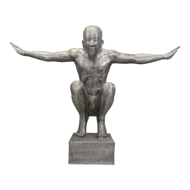 Large Outstretched Arms Sculpture, 2000s, Brushed Aluminium For Sale - Image 4 of 4