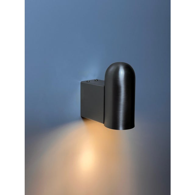 Metal Estadio Wall Sconce – Brushed Steel Minimalist Light for Bedroom & Hallway For Sale - Image 7 of 9