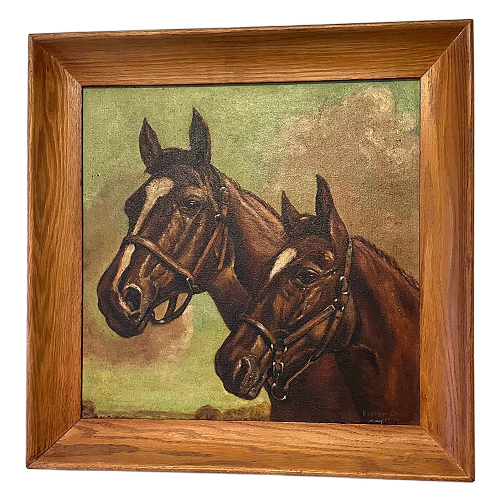 Vintage 1959 Equestrian Horse Portrait Oil Painting - Signed & Framed ...