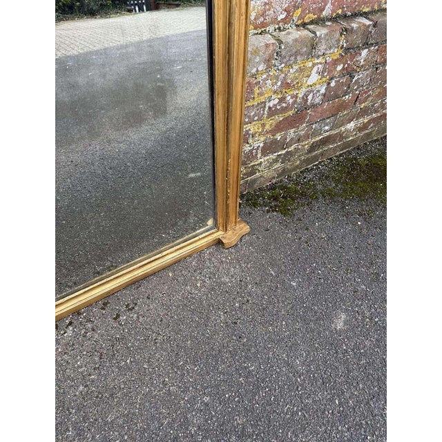 Large Antique English Gilt Overmantle Mirror For Sale - Image 4 of 8