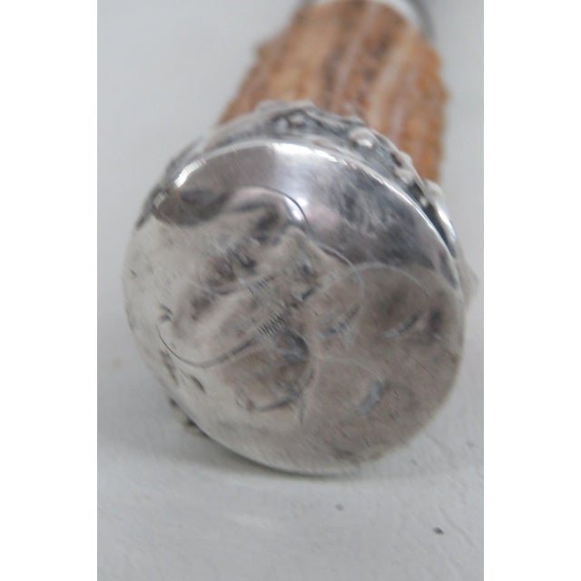 Knife Sharpening Rod Honing Steel 925 Sterling Silver Ornate Antler Handle 5144b For Sale - Image 4 of 14