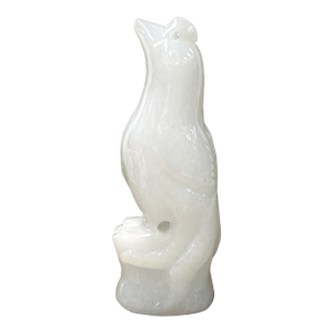 Chinese Natural White Stone Artistic Bird Seal Pendant Display Art