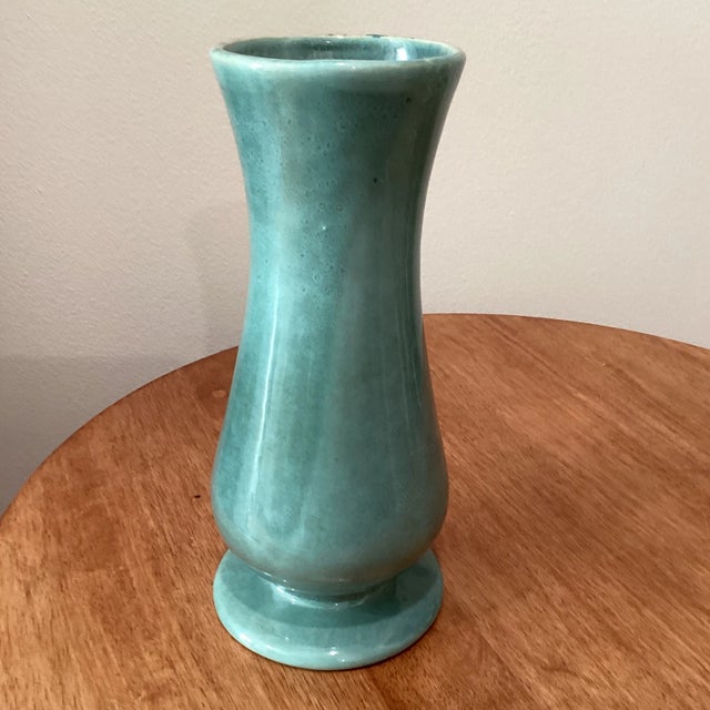 Late 20th Century Vintage Chinese Light Celadon Green Gray Tone Ceramic Vase For Sale - Image 4 of 8