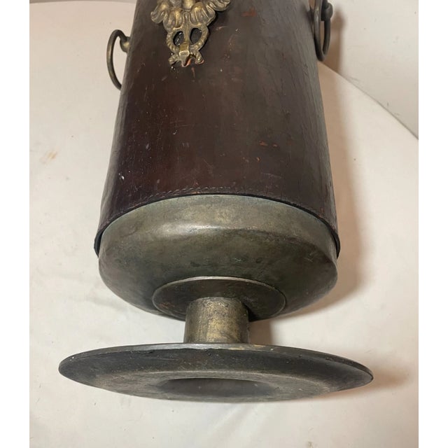 Antique Early 1800's Leather Wrapped Bronze Footed Umbrella Cane Holder Stand For Sale - Image 10 of 12