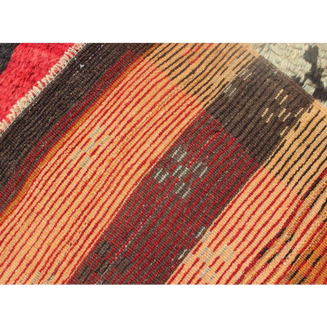 Vintage Turkish Tulu Rug With Bold Crimson Field and Cream Diamond Medallions For Sale - Image 12 of 13