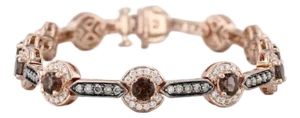 Le Vian 4.07ctw Champagne Diamond Quartz Links Bracelet 14k Rose Gold 6.75" 8mm