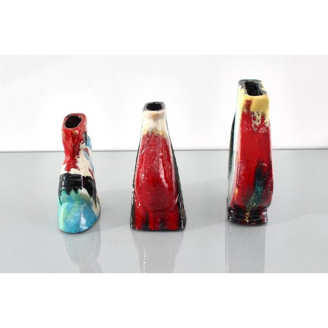 Hand-Glazed Polychrome Ceramic Vases-Sculptures by A. Minghetti, Italy, 1950s, Set of 3 For Sale - Image 10 of 18