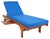 Newport Chaise Lounge Chair with Side Table, Natural/Royal Blue Cushion For Sale - Image 11 of 13