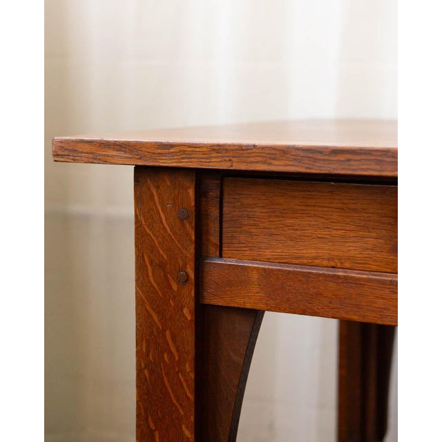 Gustav Stickley Mission Oak Arts & Crafts Writing Desk or Library Table, Circa 1900 For Sale - Image 17 of 18