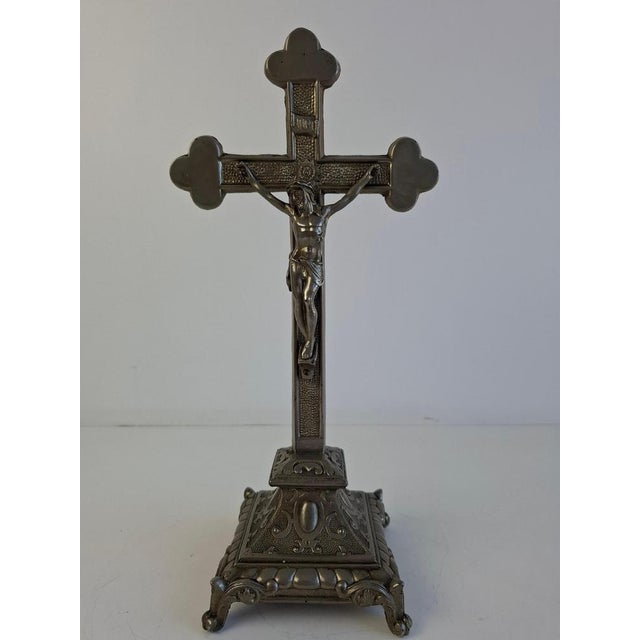 Antique Czechoslovak Neo-Gothic Cast Iron Table Crucifix, 1900s For Sale - Image 14 of 18