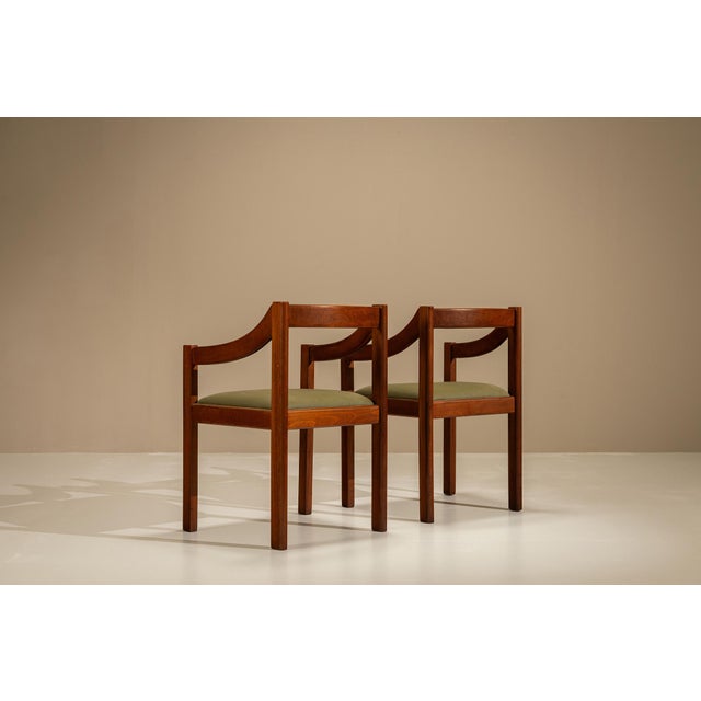 Wood Dining Chairs in Stained Ash and Green Leatherette, Italy, 1970s, Set of 6 For Sale - Image 7 of 13