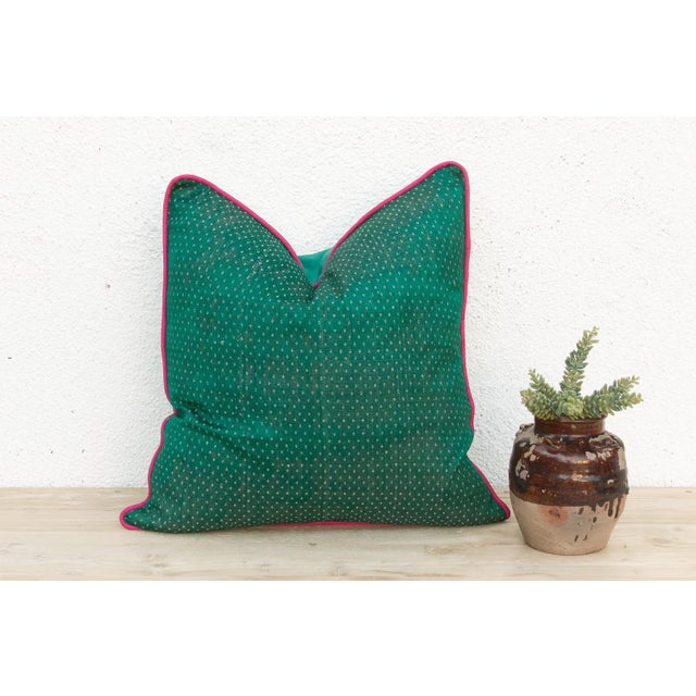 Sal Green Dotted Ahir Handloom Pillow For Sale In Los Angeles - Image 6 of 6
