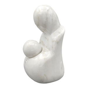 Vintage Solid Hand Carved Marble Madonna and Child Abstract Figurine