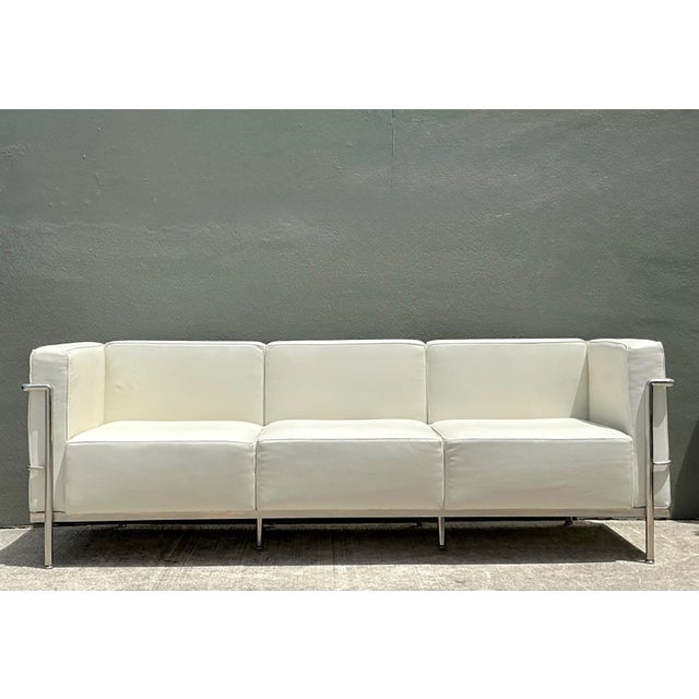 Vintage Chrome Frame Sofa After Le Corbusier For Sale - Image 15 of 17